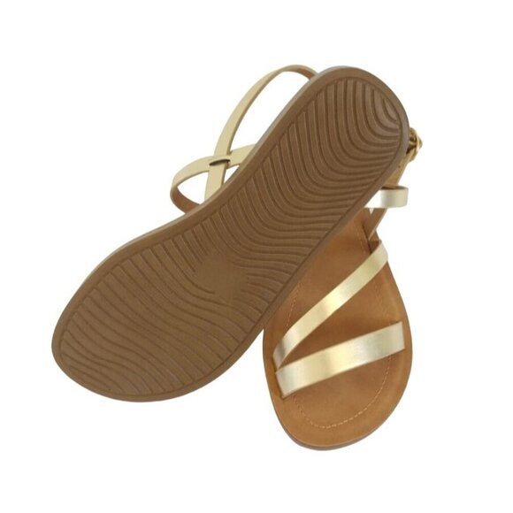Soda Women's Gold Strappy Sandals - Size 7 - Casual Summer Flats. - Picture 5 of 6
